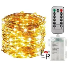 Mini LED Copper Wire String Fairy Lights Battery Power Box With 13-Key Remote