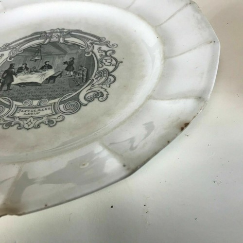 Rare Boston Mails Staffordshire Black Transfer Gentleman Cabin Ironstone Plate - Picture 4 of 6