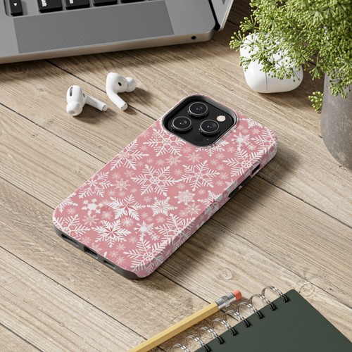 Pink Snowflakes Tough Phone Cases fits iPhone 7-16 and Samsung S21-S24 - Picture 38 of 108