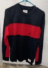 Abercrombie And Fitch Red & Navy Color Block Long Sleeve Tee Shirt Size L
