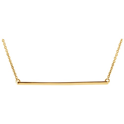 14K Gold Curved Bar Necklace 14K Rose Gold Line Bar White Rose Yellow Gold - Picture 7 of 12