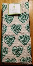 Storehouse St. Patrick's Day Set of 3 Heart   Shamrocks    Waffle Kitchen Towels