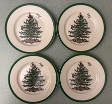 4 Spode Christmas Tree Salad Plates