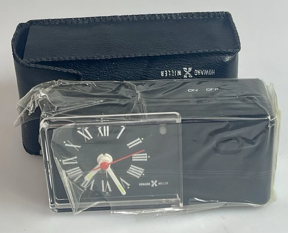 NEW w/Box Howard Miller Black Mini Travel Quartz Alarm Clock Model 622-704 - Image 2 of 4