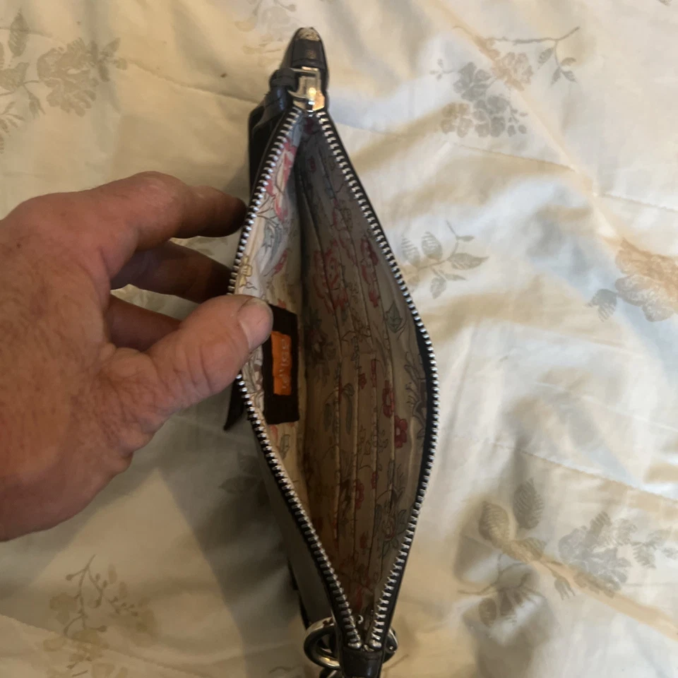 Latico NJ USA Cartera/Cartera Muñeca Pequeña Cuero Negro Foto 4 de 4