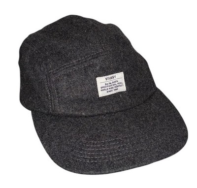 Stussy 5 Panel Hat Jet Cap Charcoal Gray Y2K Skate Grunge Camper