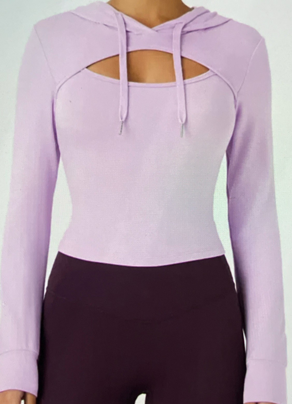 Halara Size Xl Purple Pullover Hoodie Cut-Out Drawstring Lightweight Long Sleeve