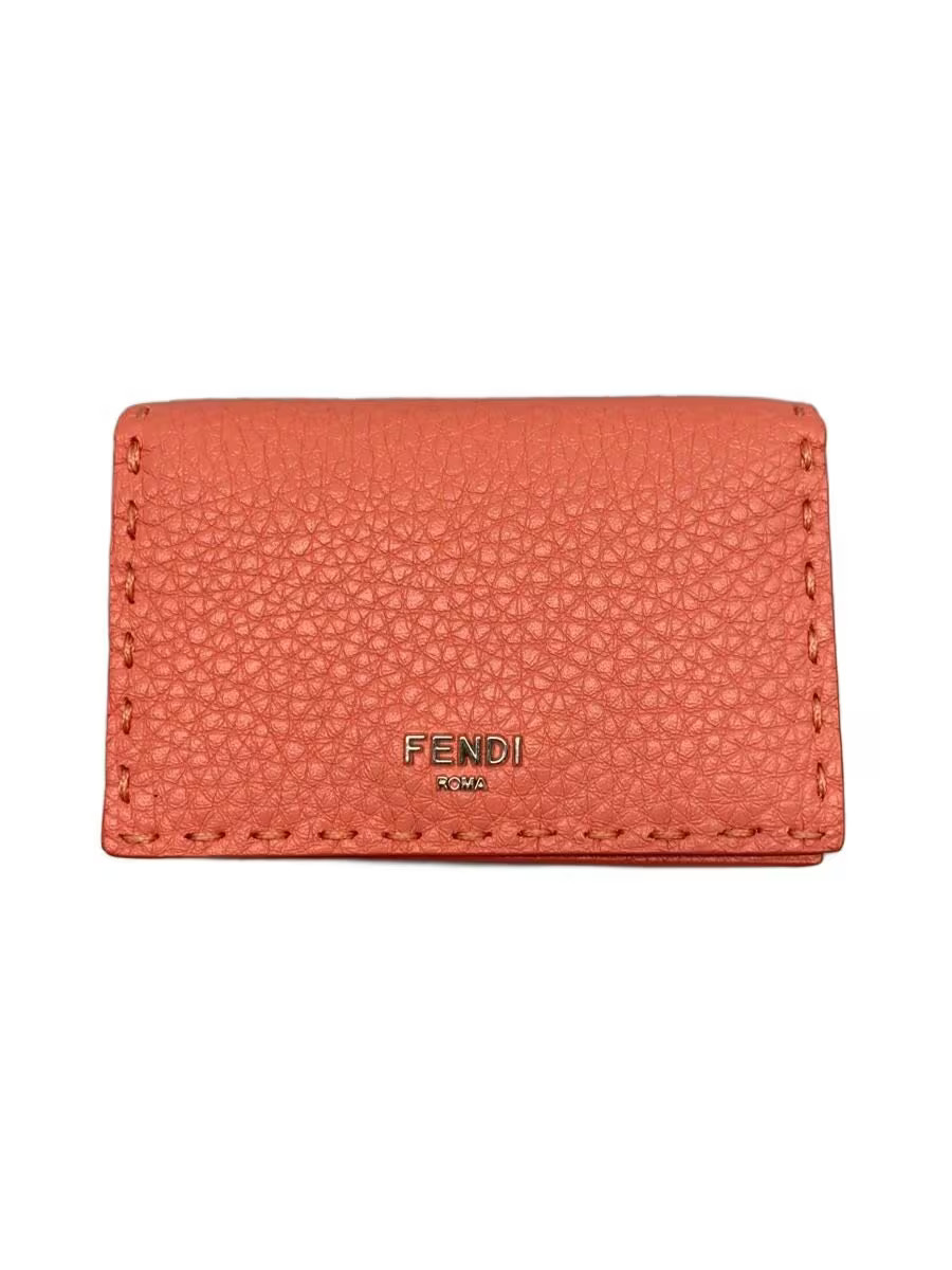 FENDI Card Case Pink Plain Women's