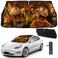 Funny Animals Windshield Sun Shade Umbrella 57"x30" Universal for Cars SUV