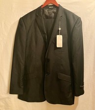 VERSACE MENS BLACK PINSTRIPPED SUIT CLASSIC 2V