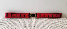 Vintage Toddler Kids Elastic Belt Red With Numbers Brass Clasp 1980's 21" Long