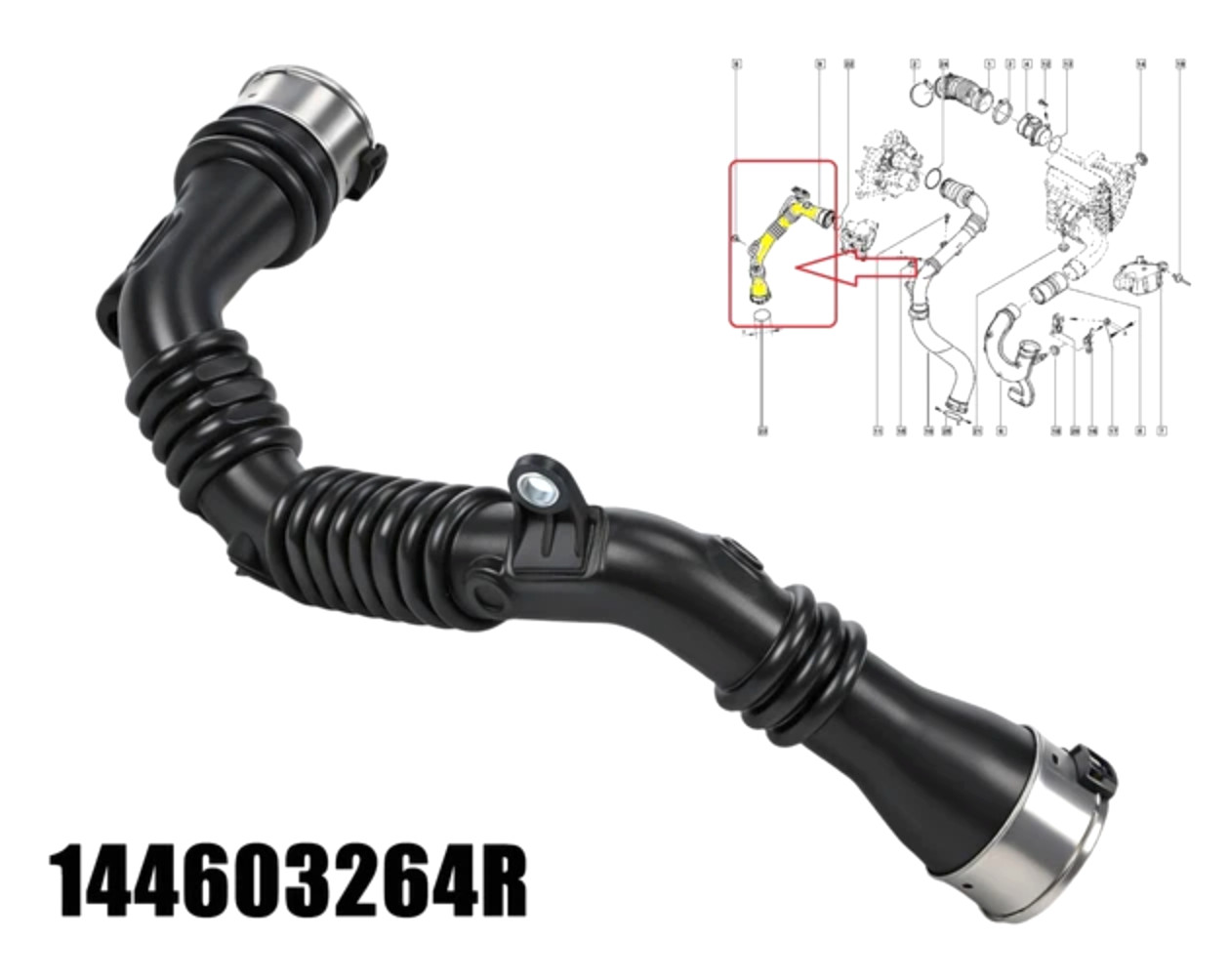 144603264R Turbo Intercooler Hose Pipe For Renault Megane III, Scenic (2011-15) - Image 8
