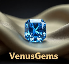 "10x10 mm AAA Natural Flawless Ceylon Blue Sapphire Loose Asscher Cut Gemstone