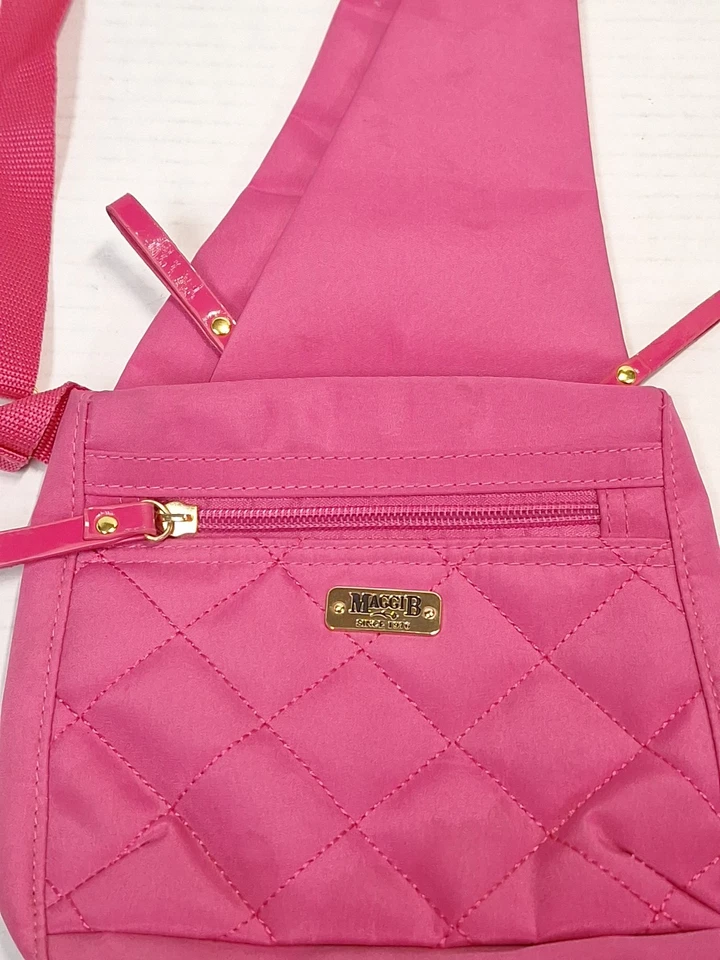 Bolso Bandolera Maggib, Rosa, Pequeño Acolchado, Bolsillos, Cremallera, Elegante  Foto 3 de 4