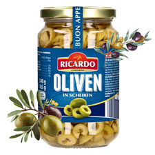 RICARDO Feinkost grüne Oliven in Scheiben 340g