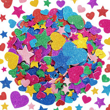 1024PCS Glitter Foam Stickers for Kids - Self-Adhesive Heart  Star Shapes, Spar