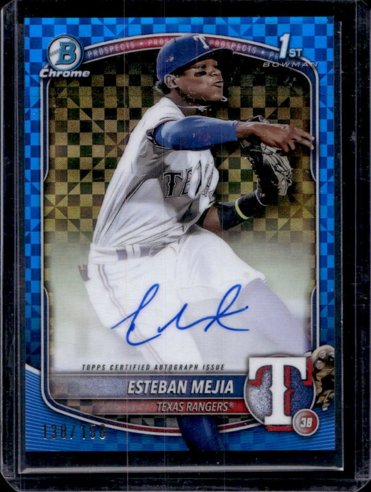 2025 Bowman Esteban Mejia Chrome Auto Blue X-Fractor 1st #138/150