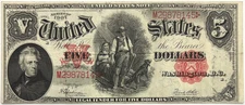 1907 $5 Woodchopper Legal Tender Note, Very Fine VF