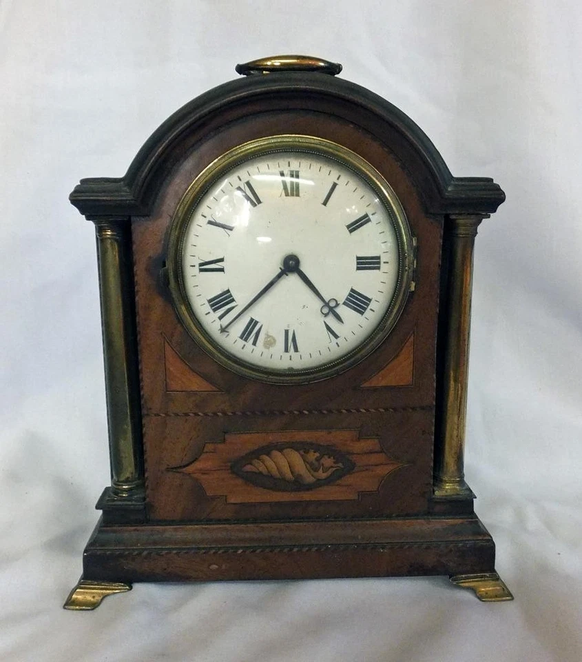 Fine Antique Inlaid Mantle Clock Case: later Movement: to restore. - Image 4 of 4