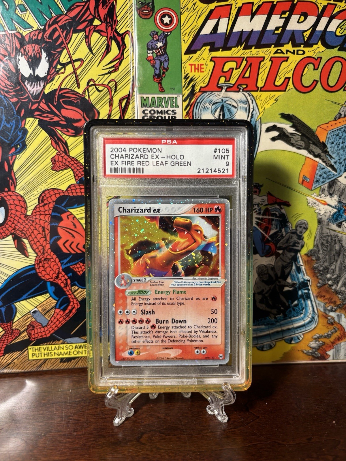 Pokemon 2004 Fire Red Leaf Green Charizard EX Holo Card #105 PSA 9