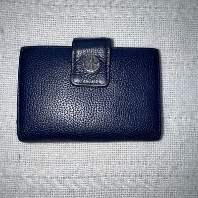 Giani Bernini Trifold Wallet Softy Pebbled Genuine Navy Blue Leather Roomy