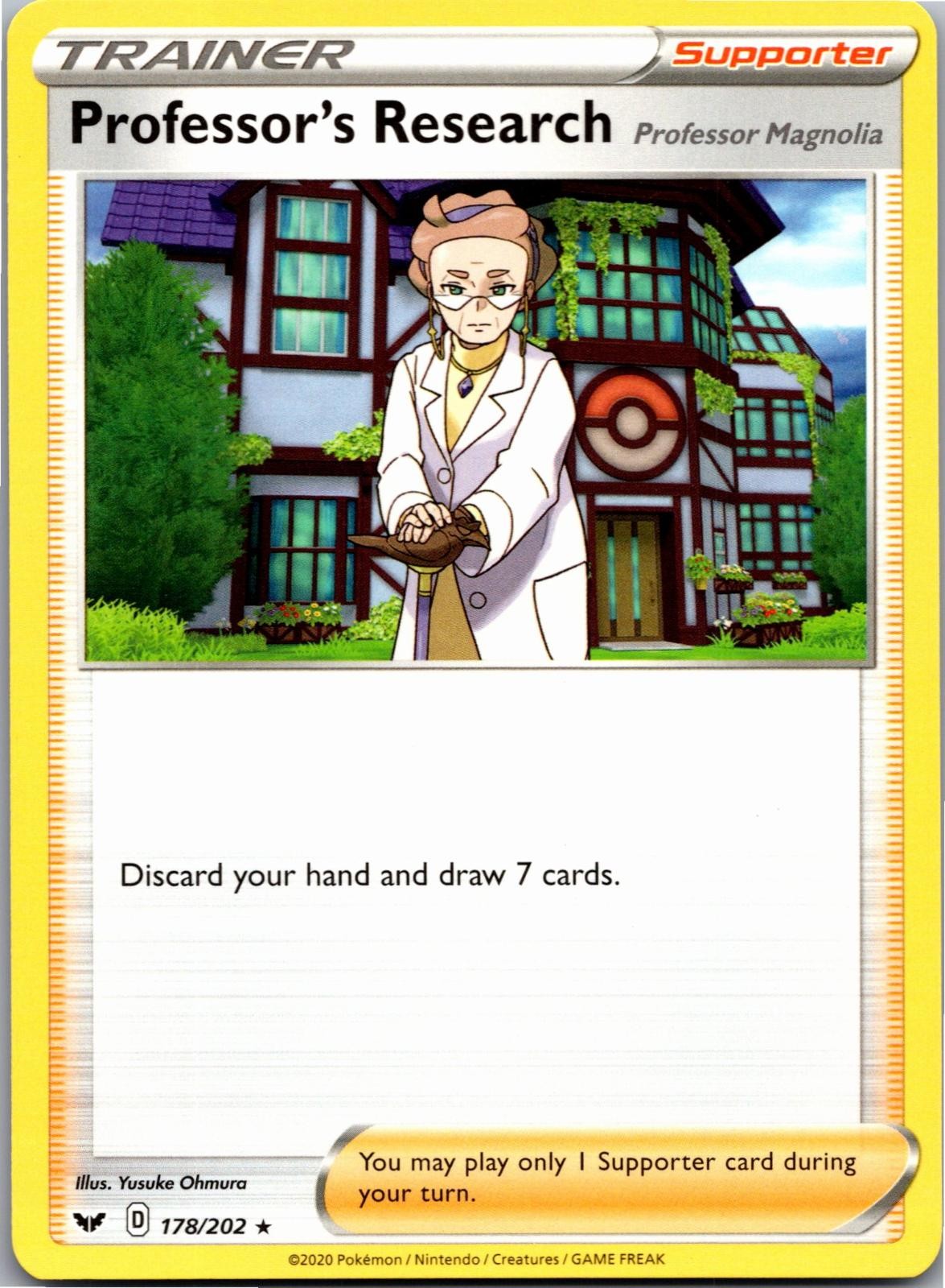 Professor's Research (Professor Magnolia) 178/202 Holo Sword & Shield Pokemon NM