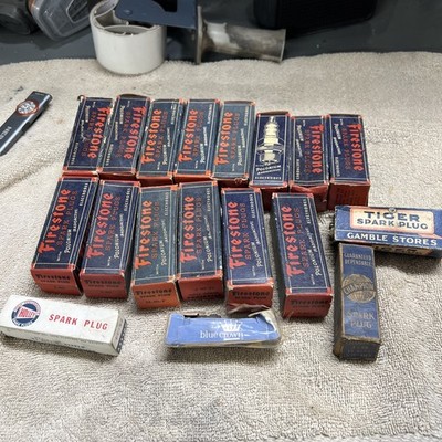 Lot of NOS Vintage Firestone Polonium Radioactive Spark Plugs USA