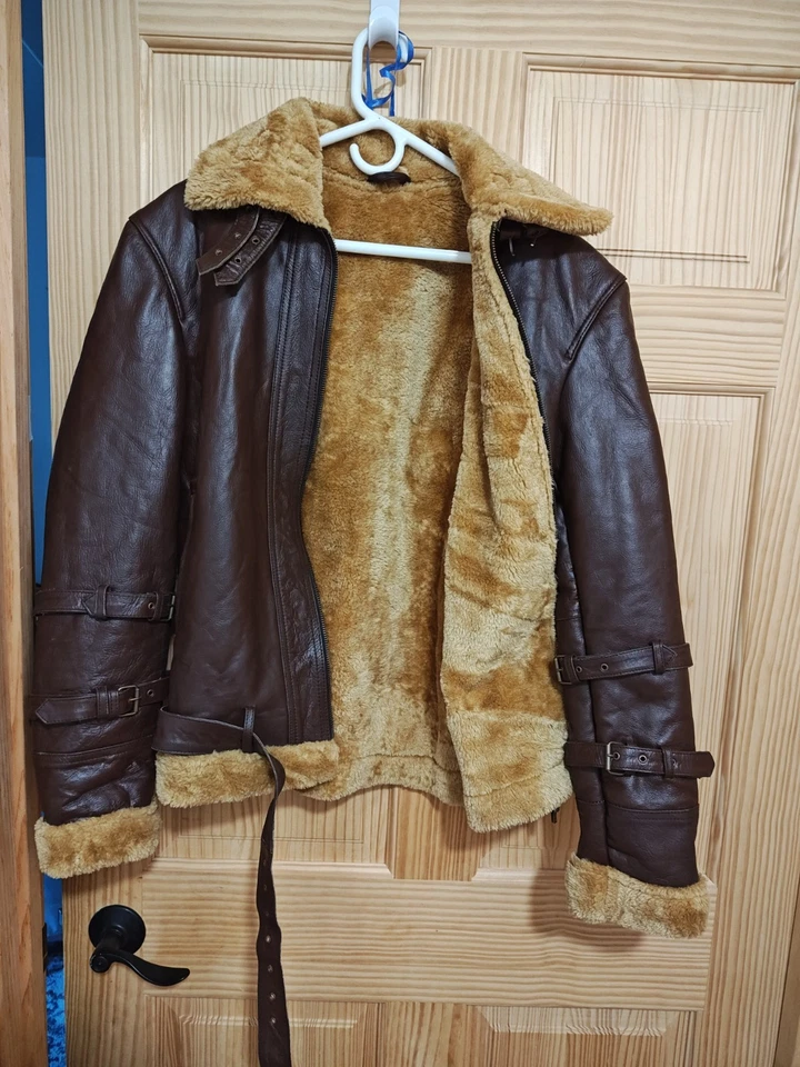 Men's B3 Bomber RAF Irvin Leather Jacket, Brown, Narrow Cut Med/Reg Lrg, Sherpa  - Image 3 of 4