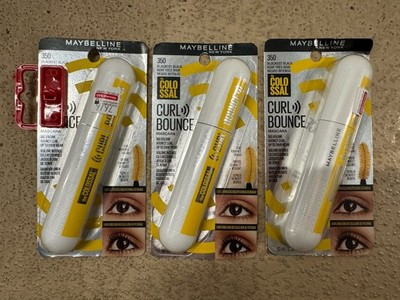 3 Pack Maybelline The Colossal Curl Bounce Mascara Blackest Black 350 Washable