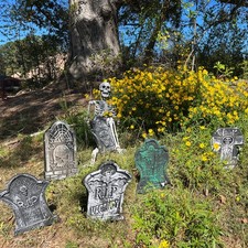 6 Pack Large Halloween Foam Tombstones Graveyard Headstone RIP Gravestone Decor