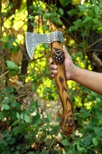 Custom Damascus Viking Axe – Engraved Hatchet Gift for Him