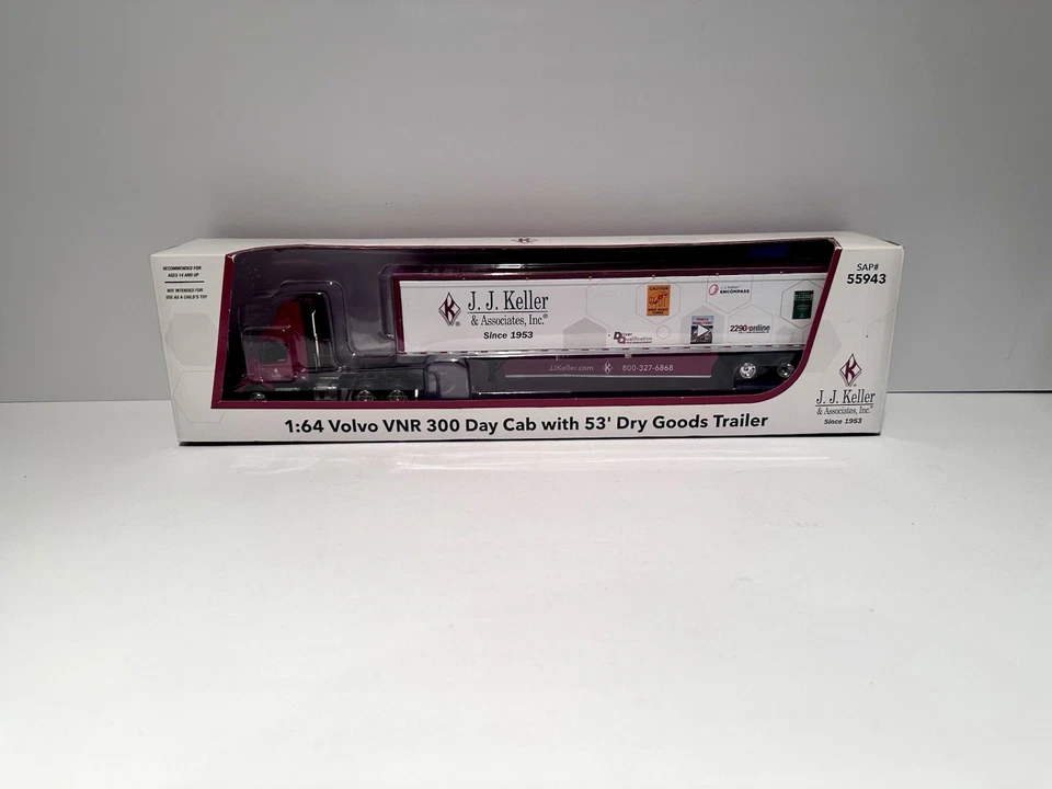 DCP J.J. Keller Volvo VNR 300 Day Cab With 53' Dry Good Trailer 1:64 Scale Truck - Image 2 of 4