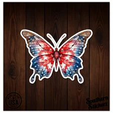 American Flag Butterfly - Vinyl Decal Sticker - Car Window Laptop - ebn9581