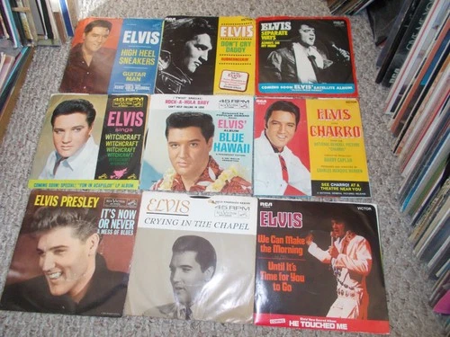 LOT OF 50 ELVIS PRESLEY ROCK N ROLL 45S ALL PICTURE SLEEVES