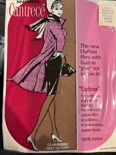 3 Seamless Cantrece Taupe Garter Stockings Hose 9 1/2-10 100 Nylon NEW