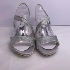 NINA New York S10 YG SILVER BBY GLT DRESSY HIGH HEELS GLITTER BLING BLING DIVA