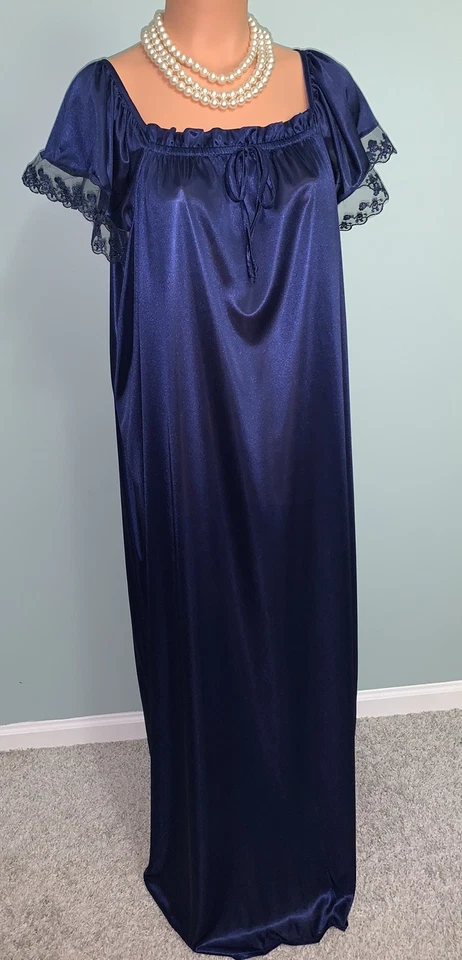 NUEVO Brillante Satinado Largo Lencería Sedosa Camisón Vestido Sin Mangas 1X SUAVE CELESTIAL 44 Foto 2 de 4