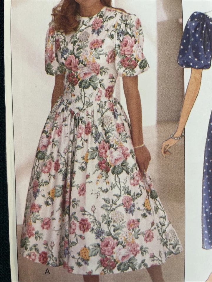 Vintage Butterick 4550 NEW Drop Waist Dress Flair Skirt Collar Size 12-14 EASY - Image 3 of 4