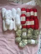 Large Yarn Bundle 26 Balls Microfibra Cotton Acrylic Red White Green Craft Yarn