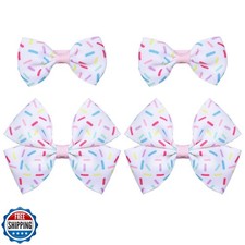 White Confetti Sprinkle Birthday Hair Bow Alligator Clips Cheer B