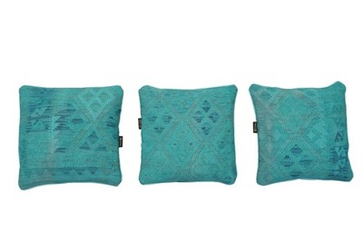 Turquoise Kelim Cushion Cover 1.48 x 1.48 ft