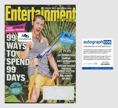 NICK JONAS AUTOGRAPH SIGNED ENTERTAINMENT WEEKLY MAGAZINE ACOA