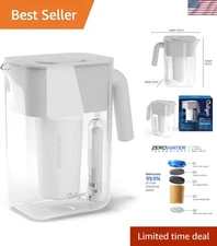 Water Filter Pitcher 12 Cup 5 Stage Advanced TDS Meter Lead PFAS Mercury