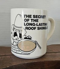 Owens Corning Fiberglas Coffee Mug / Secret Detective Message Appears When Hot