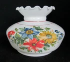 Vintage 10" Milk Glass Floral Hurricane Lamp Shade Ruffled Top 6 3/4" Fitter