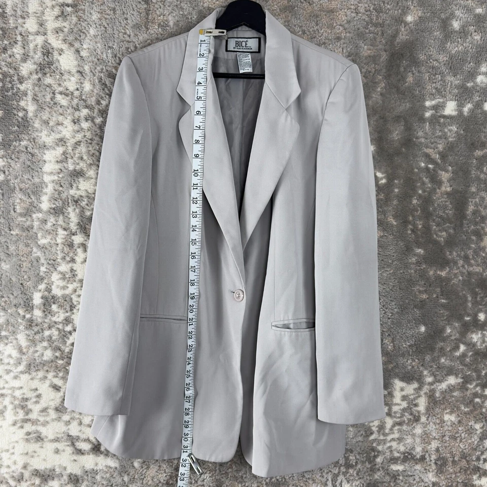 Chaqueta Blazer Bice by Sag Harbor Talla 12 Muescas Botón Único Gris Manga Larga Foto 2 de 4