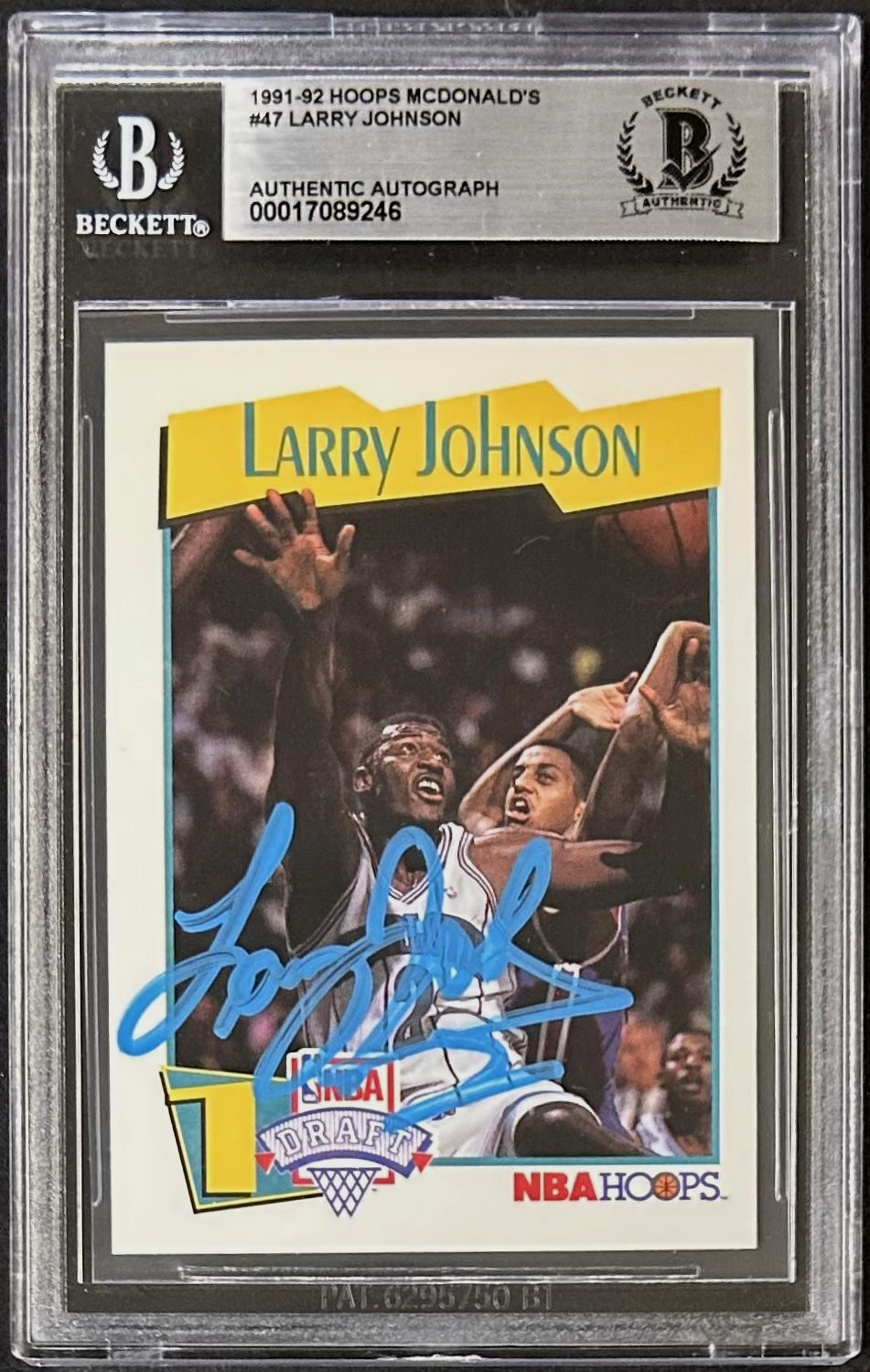 Larry Johnson 1991-92 HOOPS McDonald's Signed Card #47 Beckett 17089246 Hornets