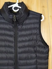 Cabela's Down Puffer Vest Women's Size S Feather Insulated Black Mid-Length Hike