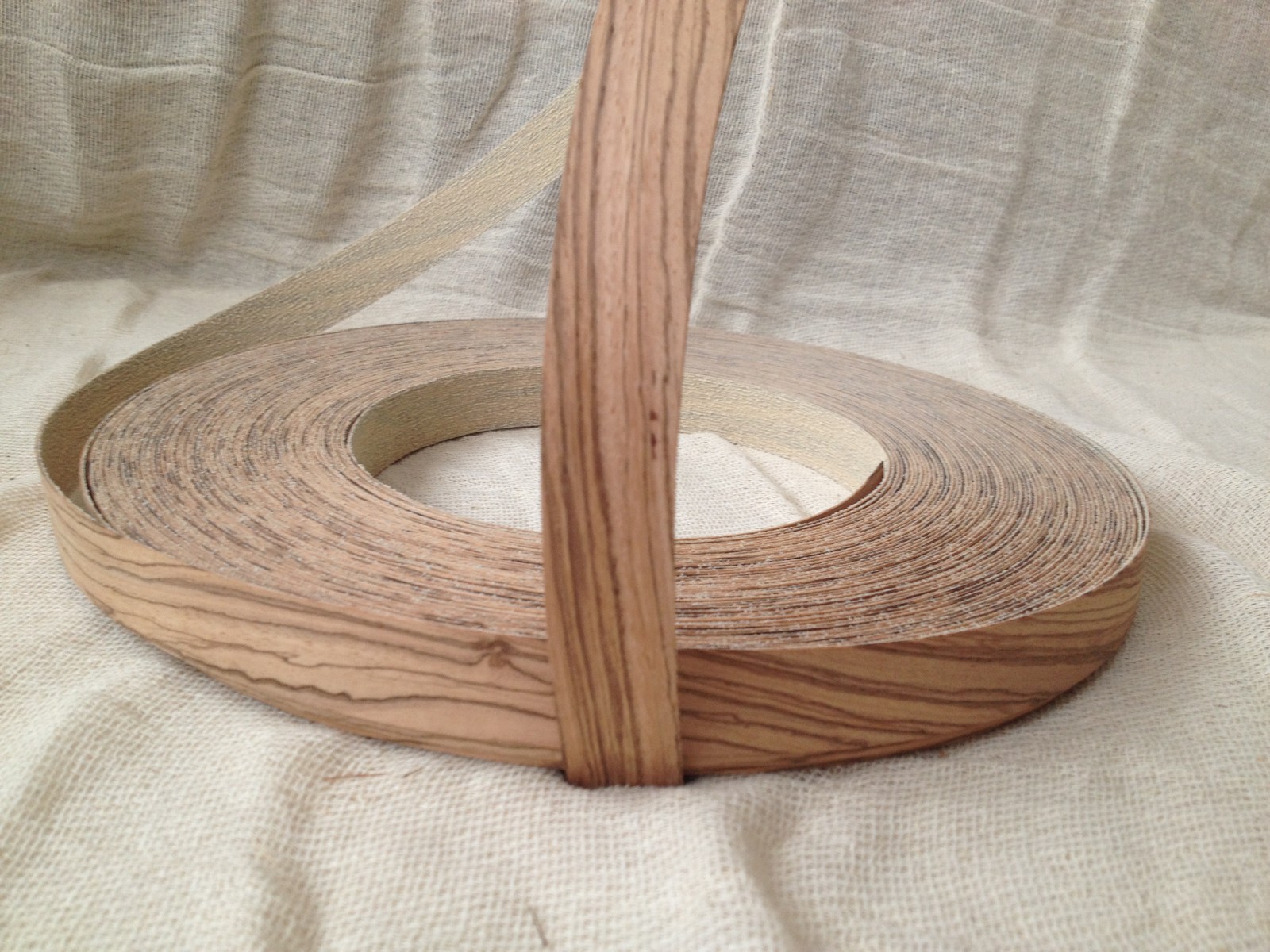 Zebrano Real Wood Veneer Pre Glued Iron on Edging Tape/Banding 22mm