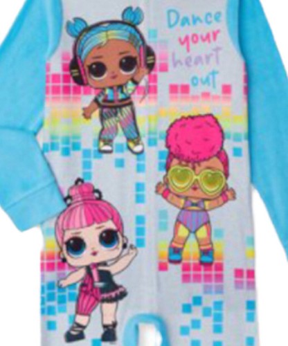 LOL Surprise Girls Blanket Sleeper Blue 4/5 Hood Zip Up Colorful Babies Pajamas - Picture 3 of 12